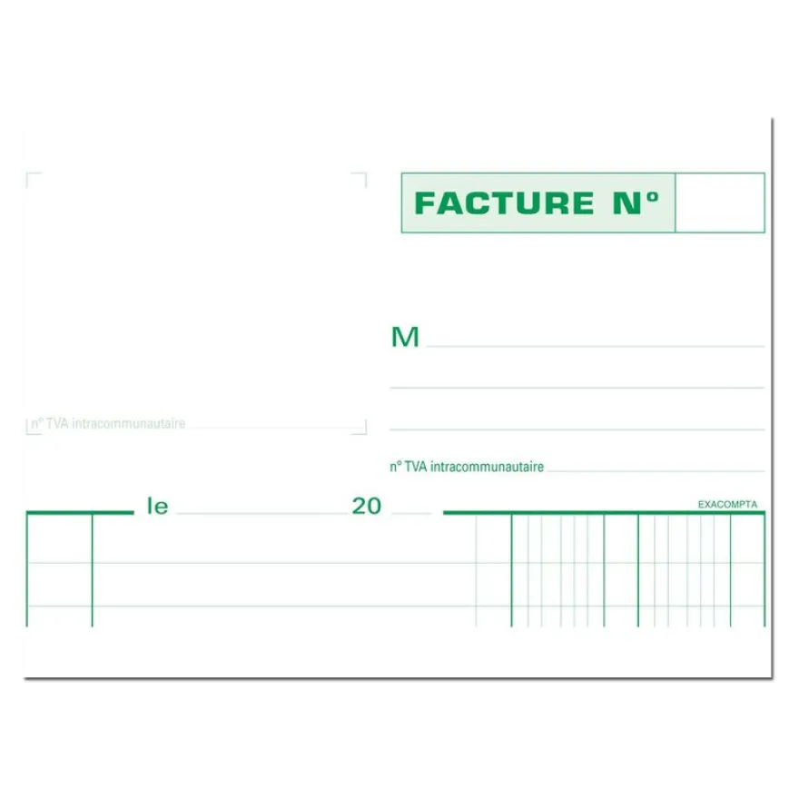 Exacompta - Manifold Carnet de factures avec TVA - 50 dupli - A5