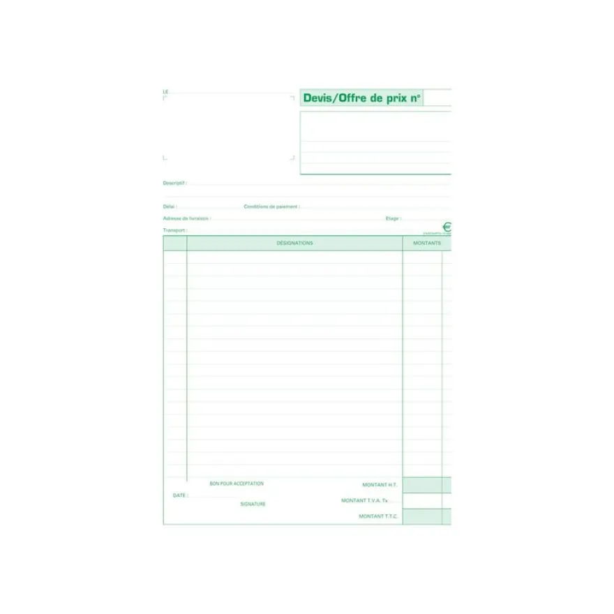 Exacompta - Manifold Carnet de devis/offre de prix - 50 tripli - A4