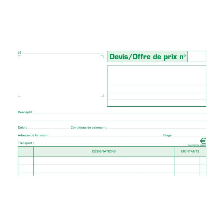 Exacompta - Manifold Carnet de devis/offre de prix - 50 tripli - A4