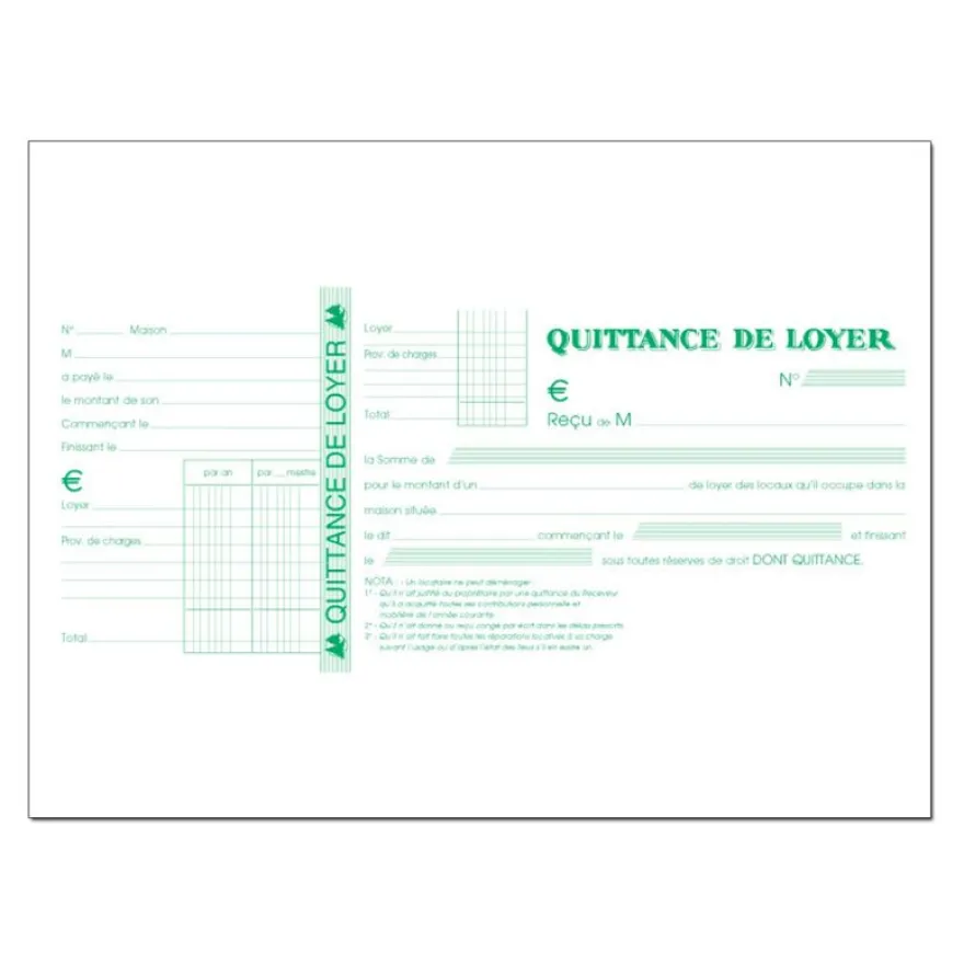 Exacompta - Manifold Carnet de quittances de loyer - 10,1 x 16,5 cm