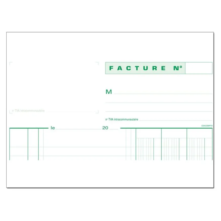 Exacompta - Manifold Carnet de factures avec TVA - 50 dupli - A4