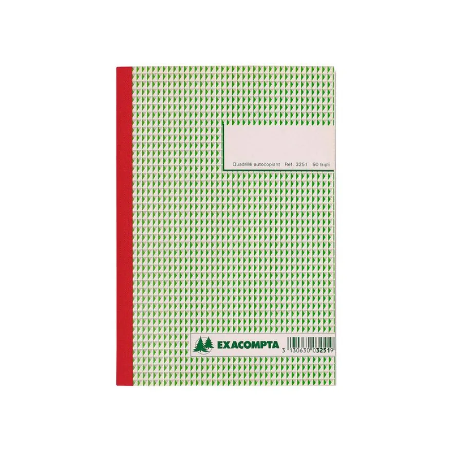 Exacompta - Manifold quadrillé 5x5 - 50 tripli - 21 x 15 cm