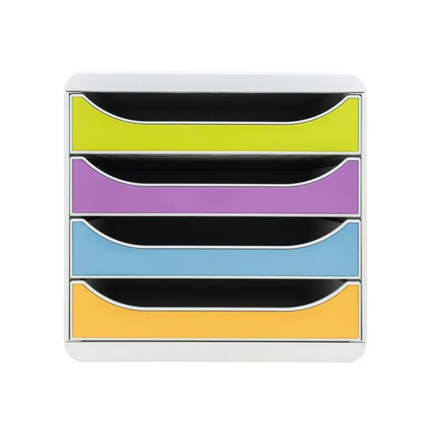Exacompta - Module de Classement Big Box 4 Tiroirs Pop'N Co - Couleurs Assorties