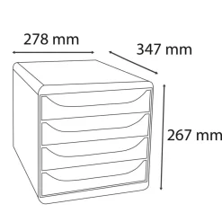 Exacompta - Module de classement Big Box 4 tiroirs titane - 347x278x267 mm