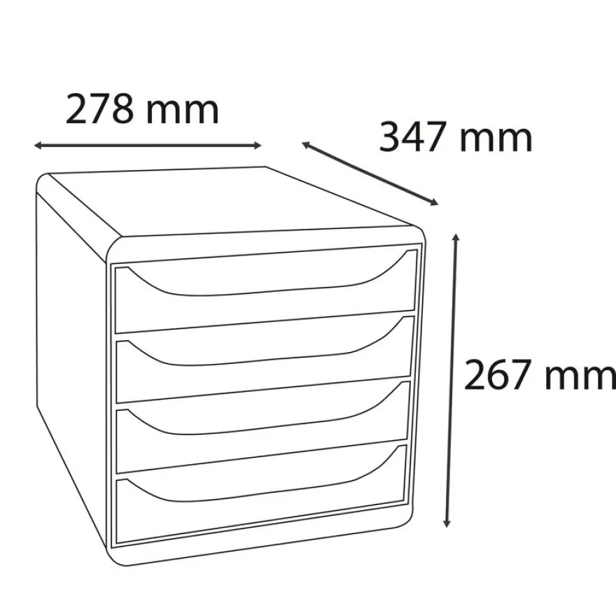 Exacompta - Module de classement Big Box 4 tiroirs titane - 347x278x267 mm