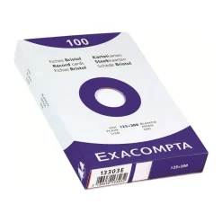 Exacompta - Pack de 100 Fiches Bristol - 12,5 x 20 cm - unies - non perforées - blanc