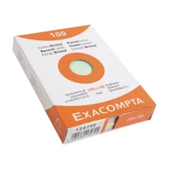 Exacompta - Pack de 100 Fiches Bristol - 10 x 15 cm - petits carreaux - non perforées - couleurs assorties