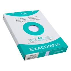 Exacompta - Pack de 100 Fiches Bristol - A5 - petits carreaux - perforées - blanc