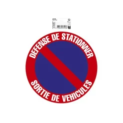 Exacompta - Panneau de signalisation adhésif - Défense de stationner sortie de véhicules - 20 cm de diamètre