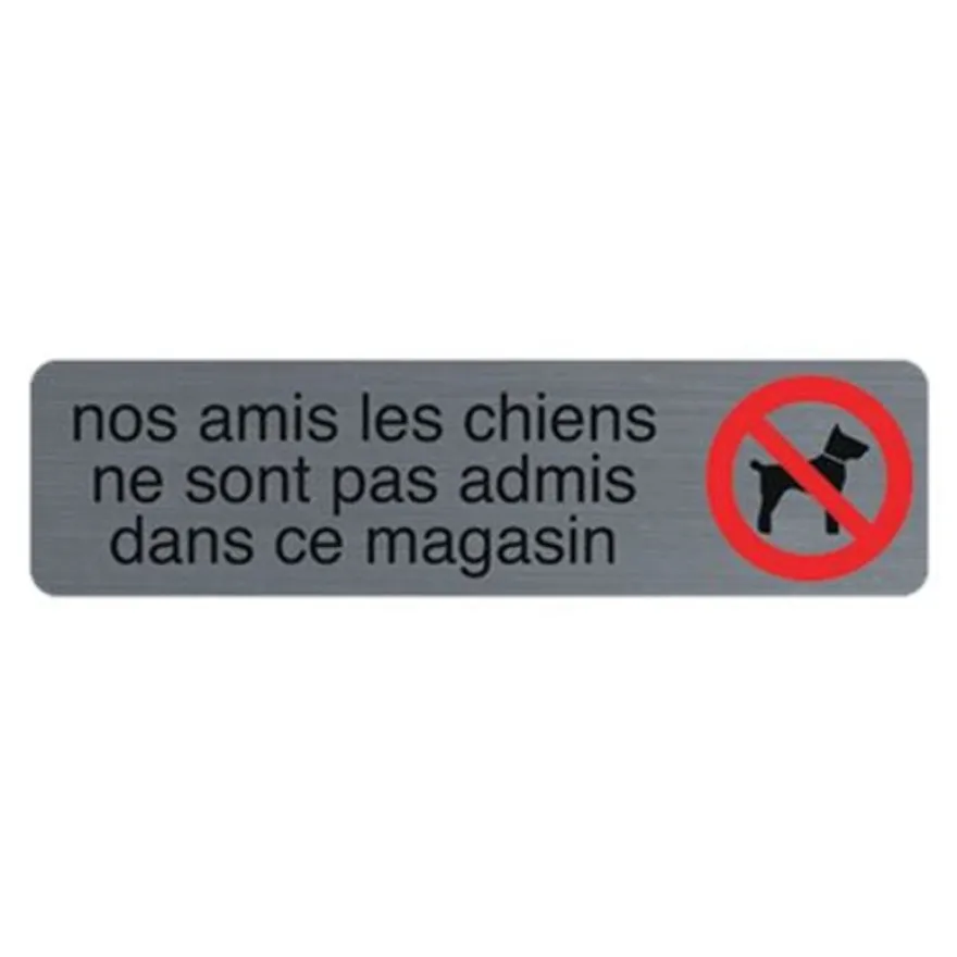 Exacompta - Pictogramme - Interdit aux chiens - 44 x 165 mm - aluminium brossé