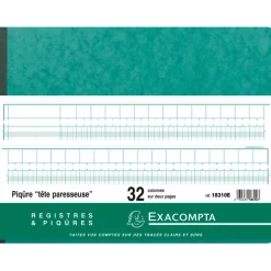 Exacompta - Piqûre à tête paresseuse - 32 colonnes sur 2 pages - 29,7 x 38 cm - 80 pages