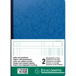 Exacompta - Piqûre à tête paresseuse - 2 colonnes sur 1 page - 29,7 x 21 cm - 80 pages
