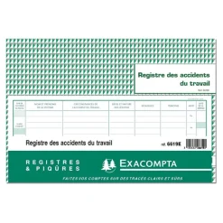 Exacompta - Piqûre 24 x 32 cm - Registre des accidents de travail - 20 pages