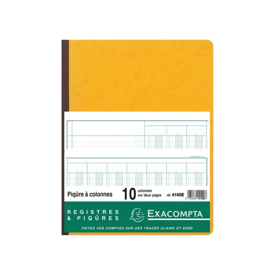 Exacompta - Piqûre comptable - 10 colonnes sur 2 pages - 32 x 25 cm - 80 pages