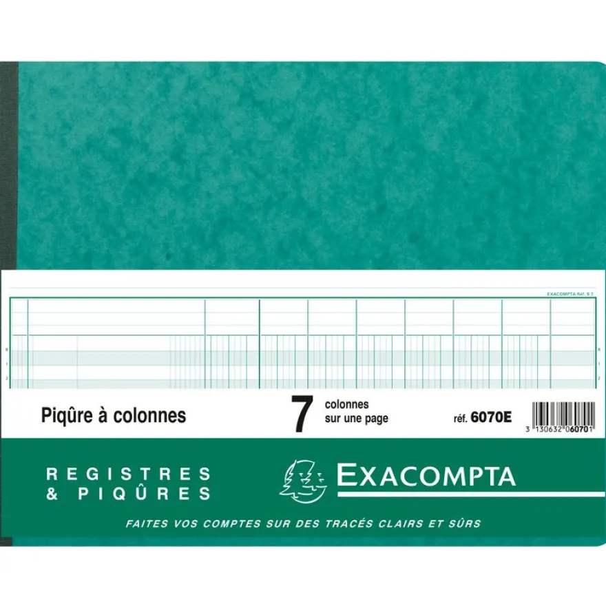 Exacompta - Piqûre comptable - 7 colonnes par page - 25 x 32 cm - 80 pages