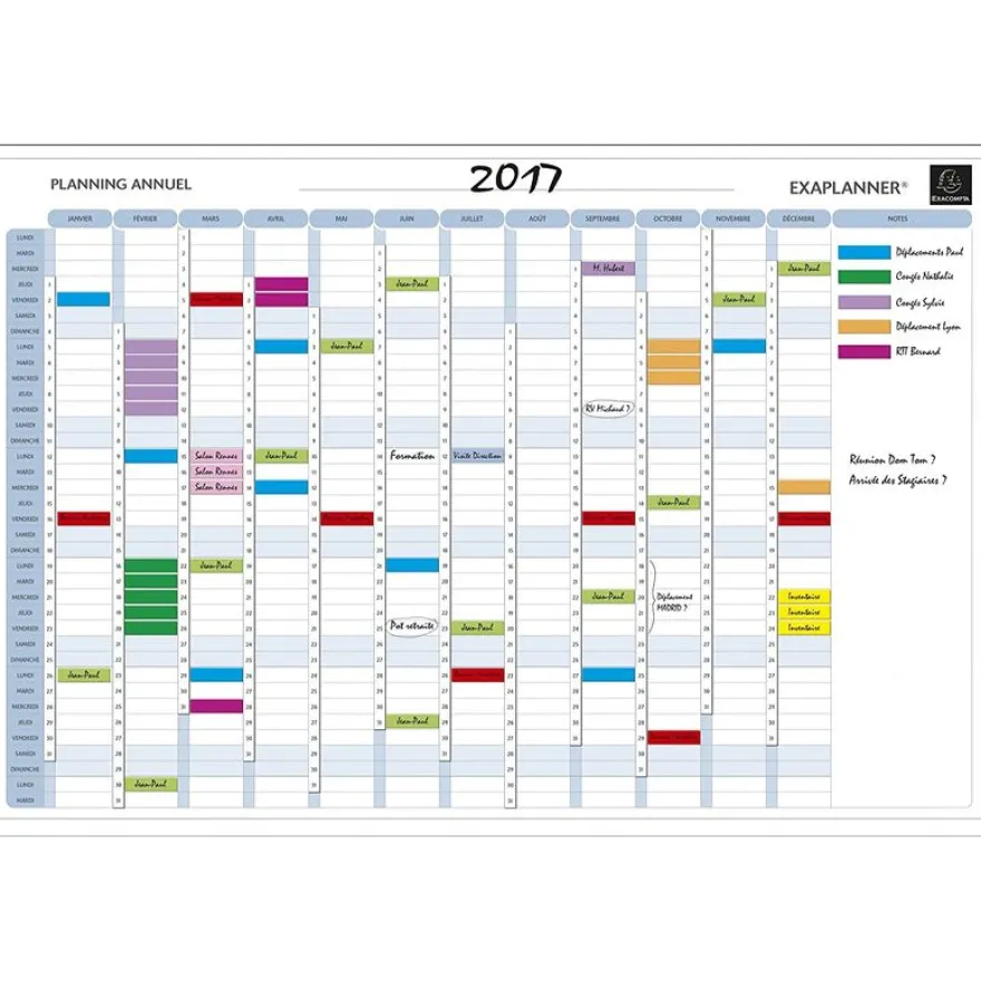 Exacompta - Planning annuel magnétique - effaçable à sec - 90 x 59 cm