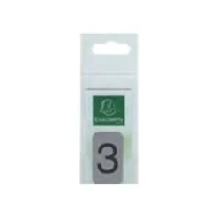 Exacompta - Plaque adhésive chiffre 3 - 25 x 44 mm - aluminium brossé
