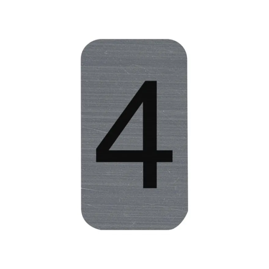 Exacompta - Plaque adhésive chiffre 4 - 25 x 44 mm - aluminium brossé