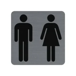Exacompta - Plaque de signalisation Toilettes - 75 x 75 mm - aluminium brossé