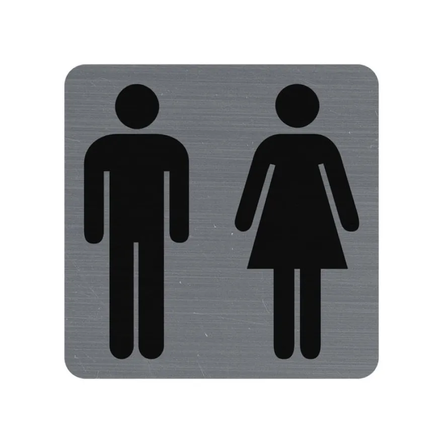 Exacompta - Plaque de signalisation Toilettes - 75 x 75 mm - aluminium brossé