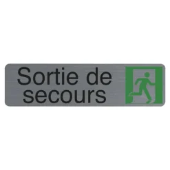 Exacompta - Plaque de signalisation Sortie de secours - 165 x 44 mm - aluminium brossé