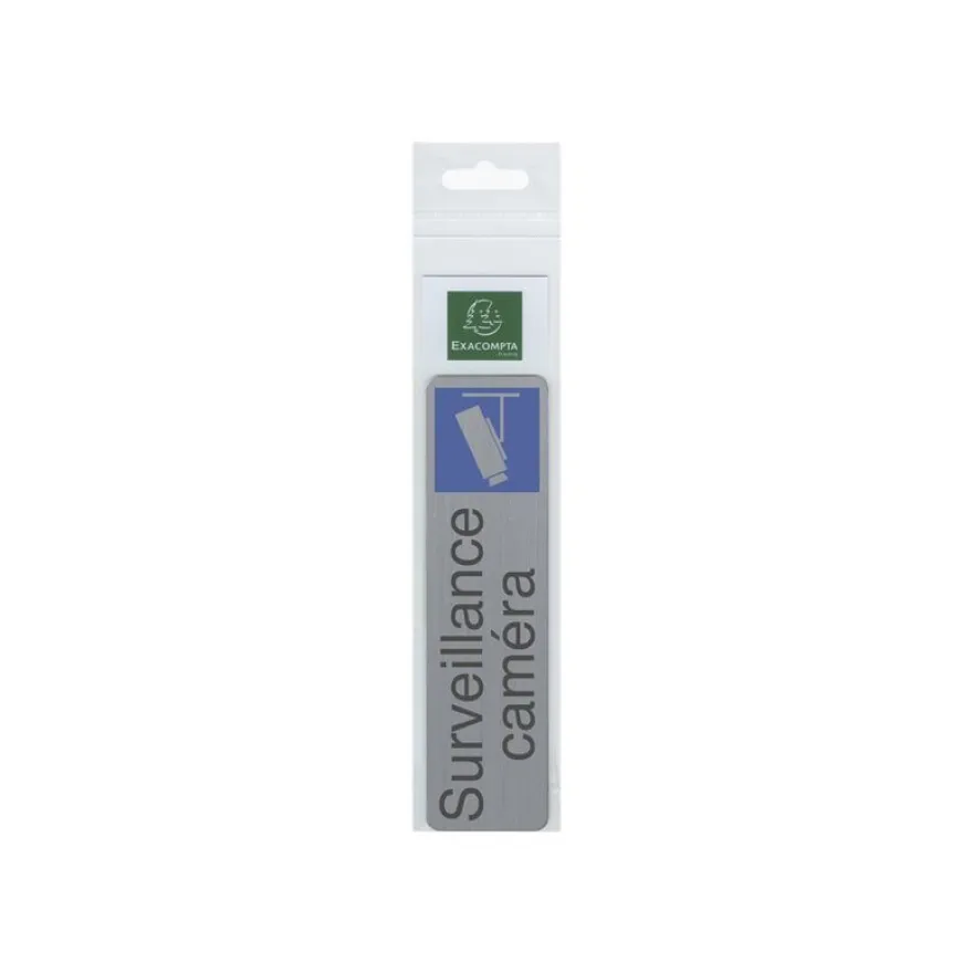 Exacompta - Plaque de signalisation Surveillance caméra - 165 x 44 mm - aluminium brossé