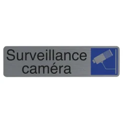 Exacompta - Plaque de signalisation Surveillance caméra - 165 x 44 mm - aluminium brossé