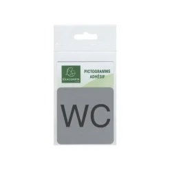 Exacompta - Plaque de signalisation WC - 75 x 75 mm - aluminium brossé