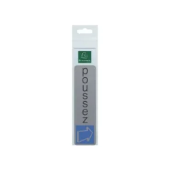 Exacompta - Plaque de signalisation Poussez - 165 x 44 mm - aluminium brossé