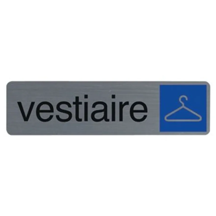 Exacompta - Plaque de signalisation Vestiaire - 165 x 44 mm - aluminium brossé