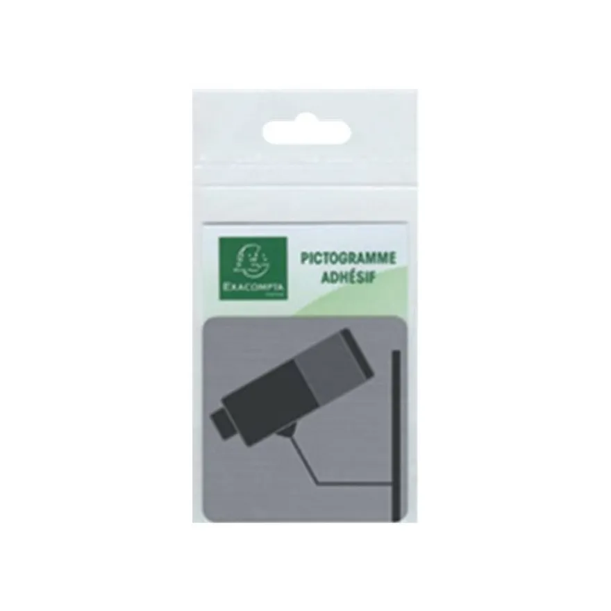 Exacompta - Plaque de signalisation Surveillance caméra - 75 x 75 mm - aluminium brossé