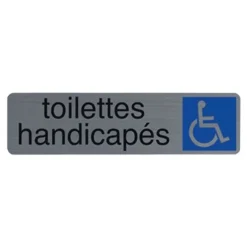 Exacompta - Plaque de signalisation Toilettes handicapés - 165 x 44 mm - aluminium brossé