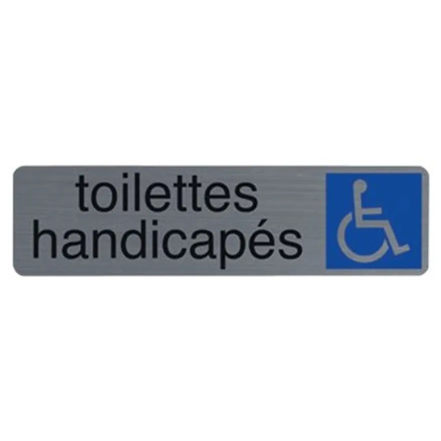 Exacompta - Plaque de signalisation Toilettes handicapés - 165 x 44 mm - aluminium brossé