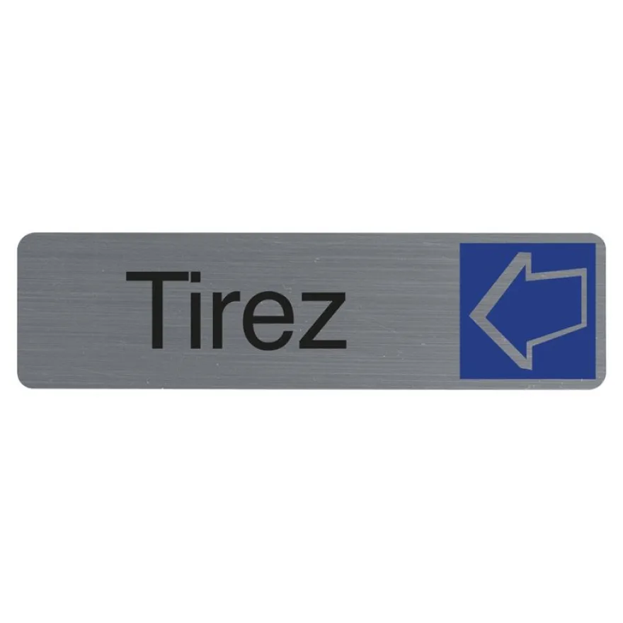 Exacompta - Plaque de signalisation Tirez - 165 x 44 mm - aluminium brossé