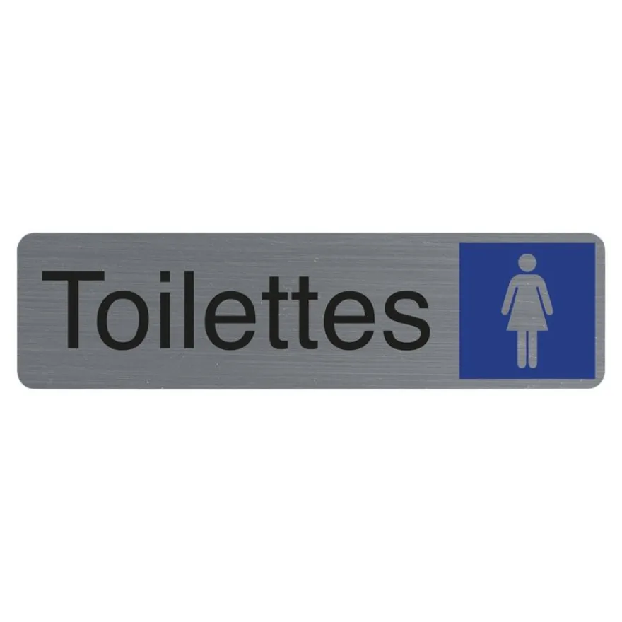 Exacompta - Plaque de signalisation Toilettes dames - 165 x 44 mm - aluminium brossé