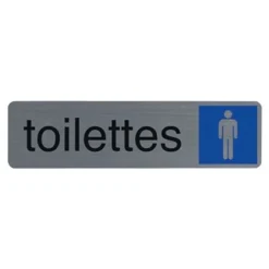 Exacompta - Plaque de signalisation Toilettes hommes - 165 x 44 mm - aluminium brossé