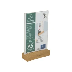 Exacompta - Porte-visuel avec socle en bois - A5 vertical - double face