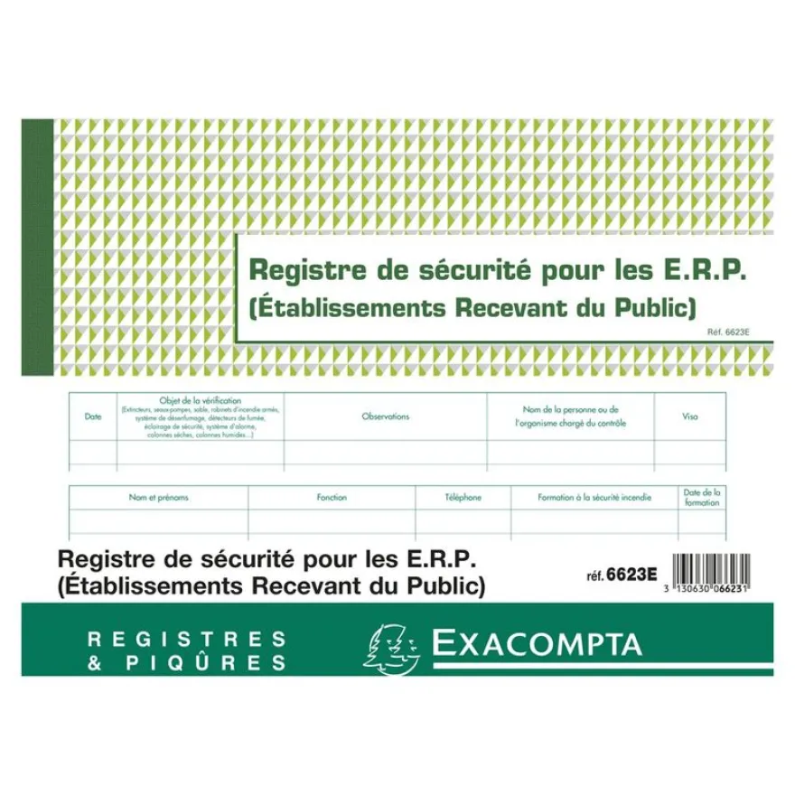 Exacompta - Registre de sécurité ERP - 32 pages - 24 x 32 cm