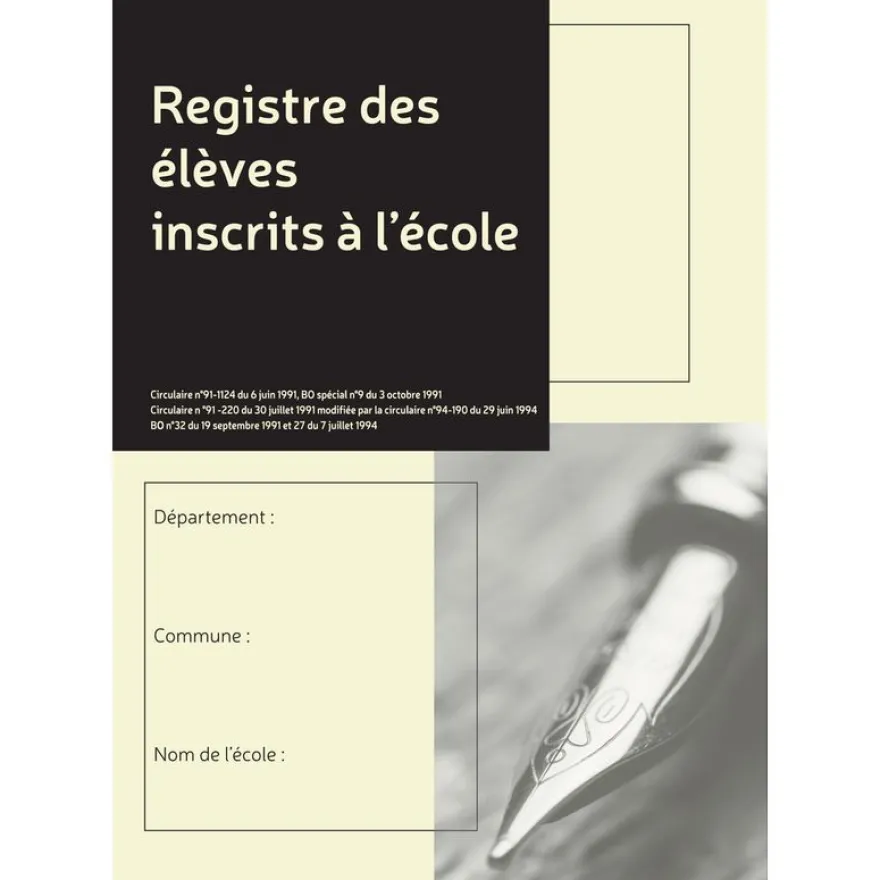 Exacompta - Registre des élèves inscrits à l'école - 5 fiches annuelles - A4