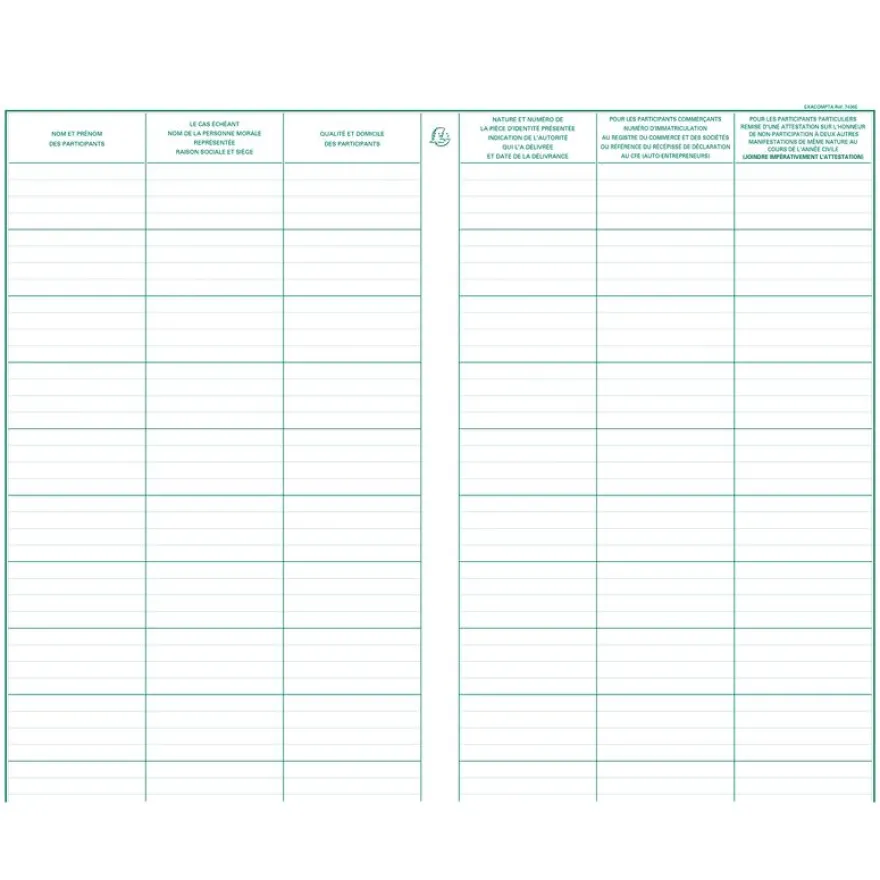 Exacompta - Registre des manifestations publiques - 32 x 19,5 cm - 80 pages