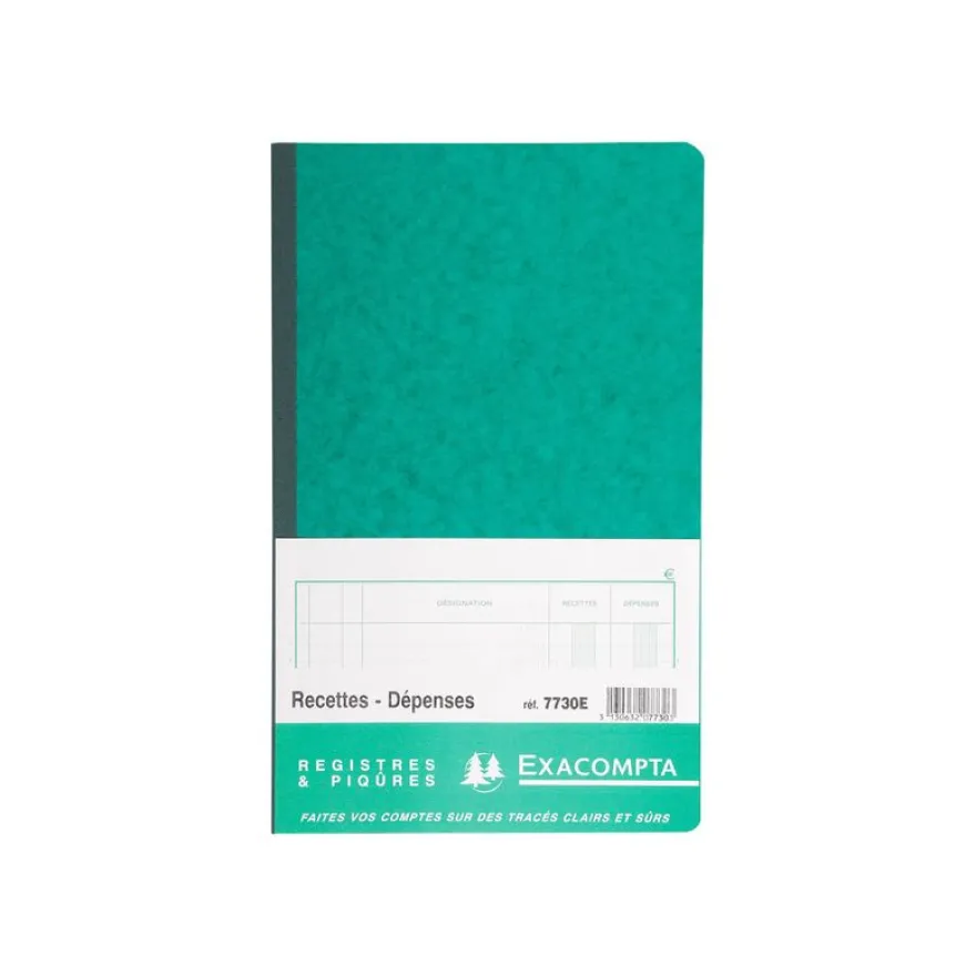 Exacompta - Registre des recettes/dépenses - 32 x 19,5 cm - 80 pages