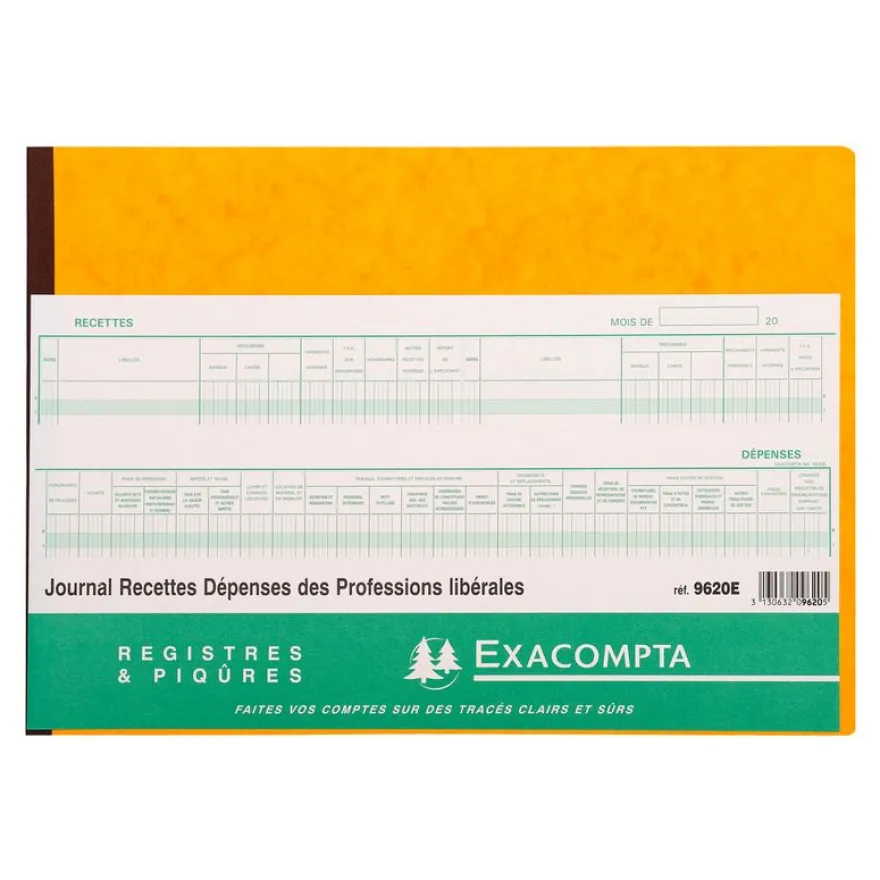 Exacompta - Registre des recettes/dépenses pour professions libérales - 27 x 38 cm - 80 pages