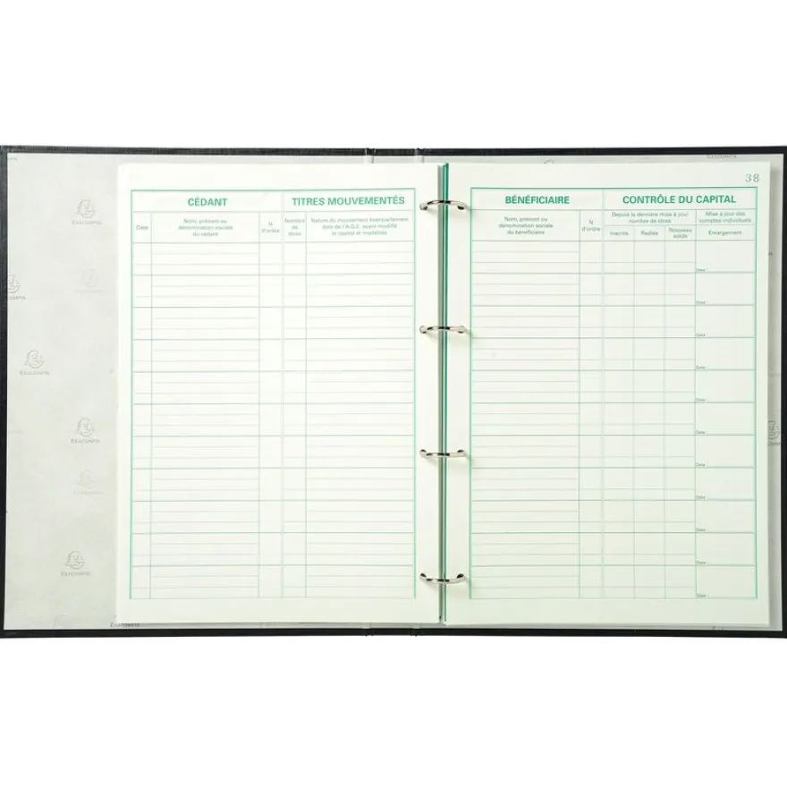 Exacompta - Reliure registre Mouvement de titres - 32 x 24 cm - 4 anneaux avec recharge de 100 feuillets