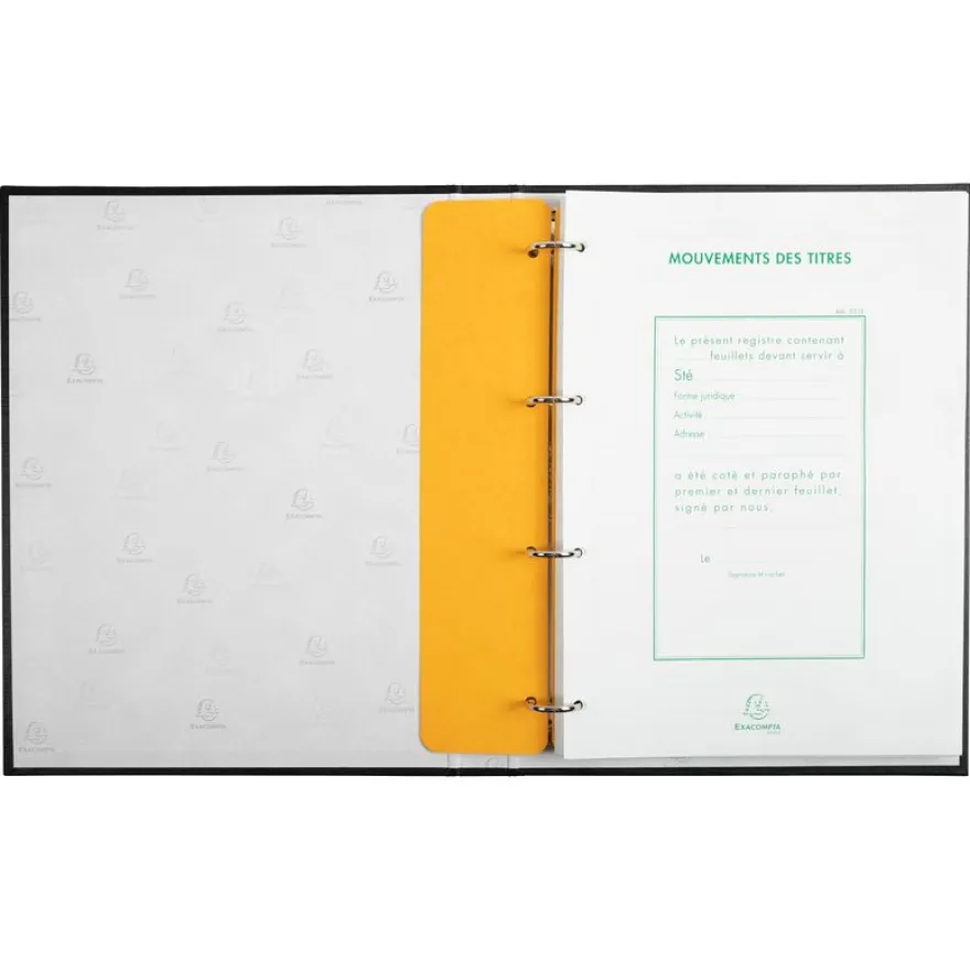 Exacompta - Reliure registre Mouvement de titres - 32 x 24 cm - 4 anneaux avec recharge de 100 feuillets