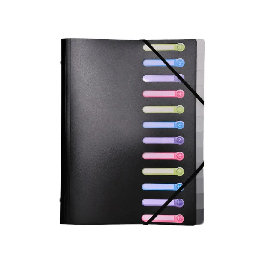 Exacompta - Trieur polypro 12 positions - noir