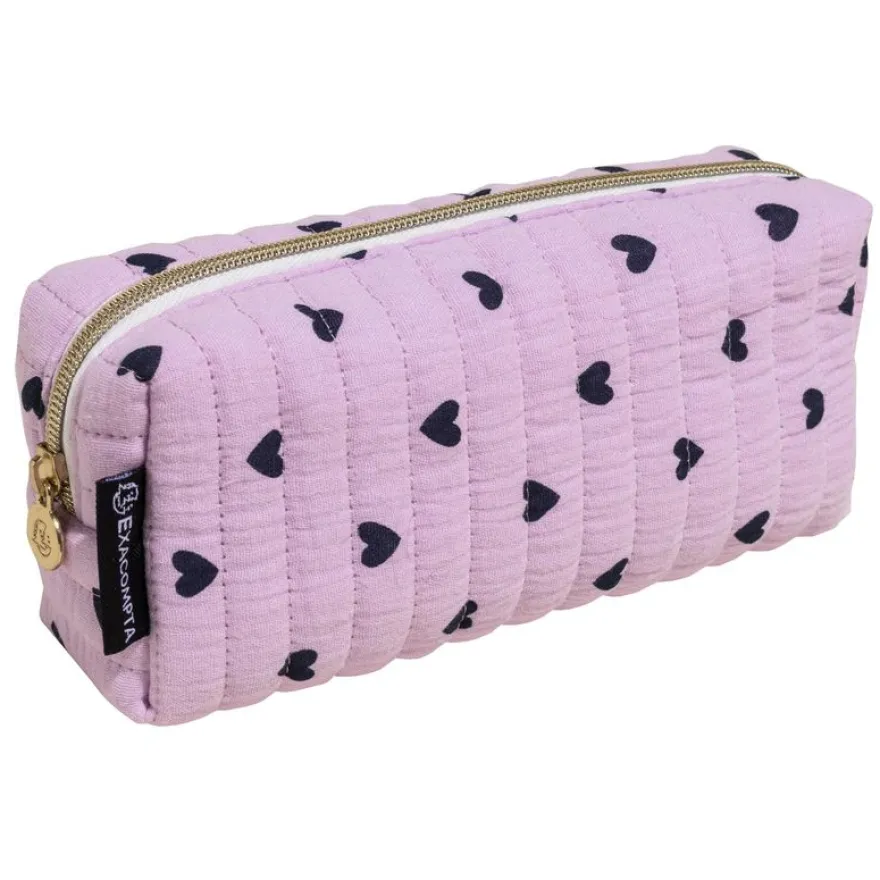 Exacompta - Trousse rectangle Coeurs coton couleurs assorties