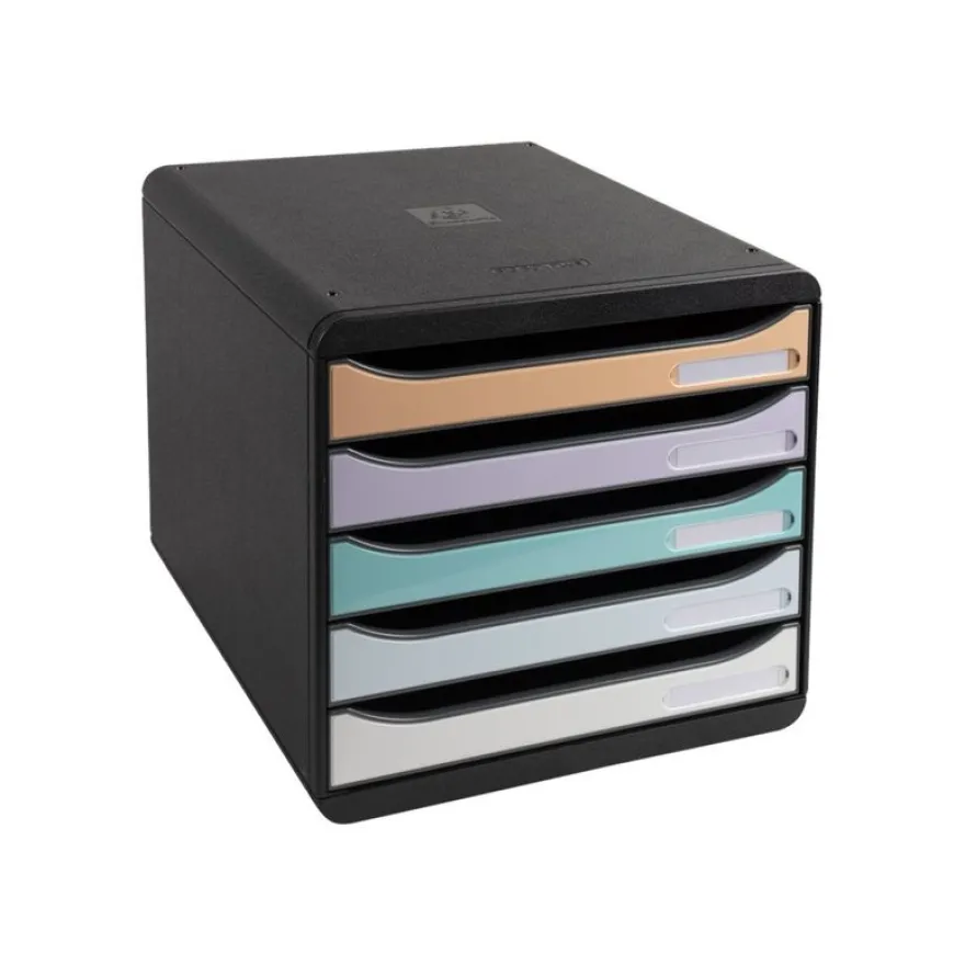 Exacompta Aquarel - Module de classement 5 tiroirs - noir/pastel glossy
