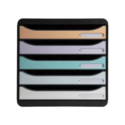 Exacompta Aquarel - Module de classement 5 tiroirs - noir/pastel glossy