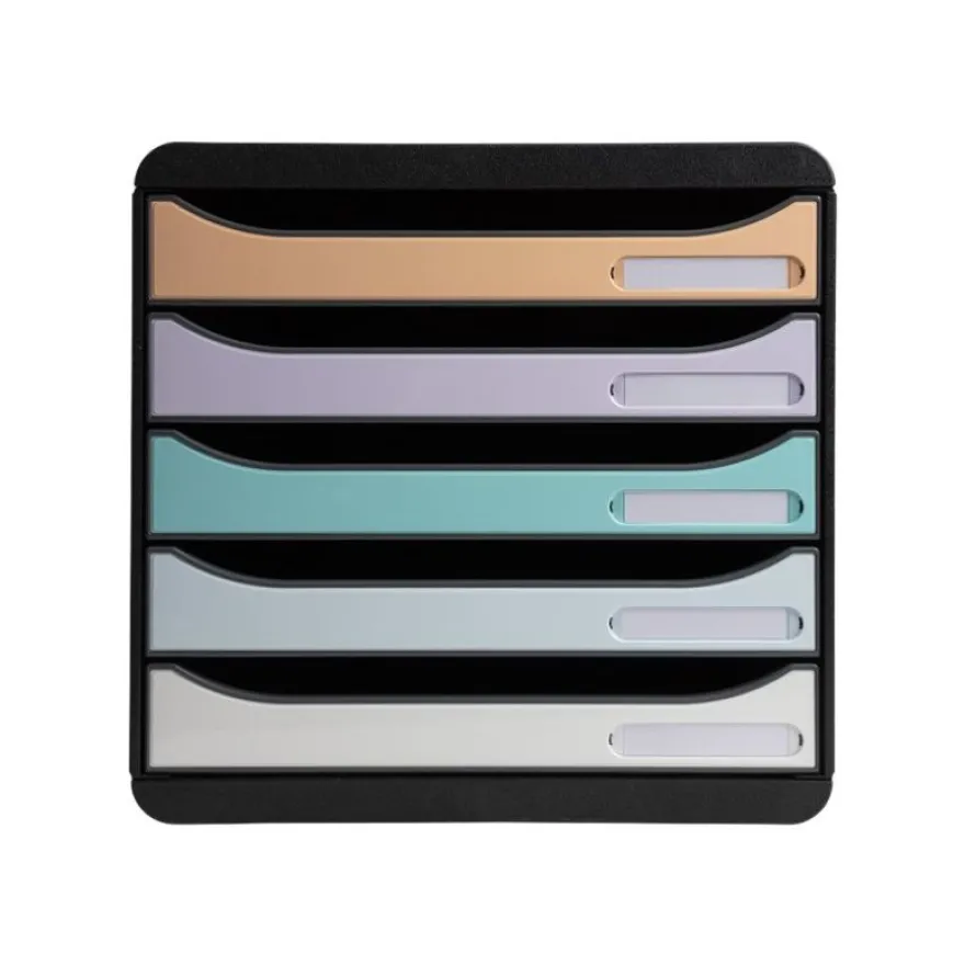 Exacompta Aquarel - Module de classement 5 tiroirs - noir/pastel glossy