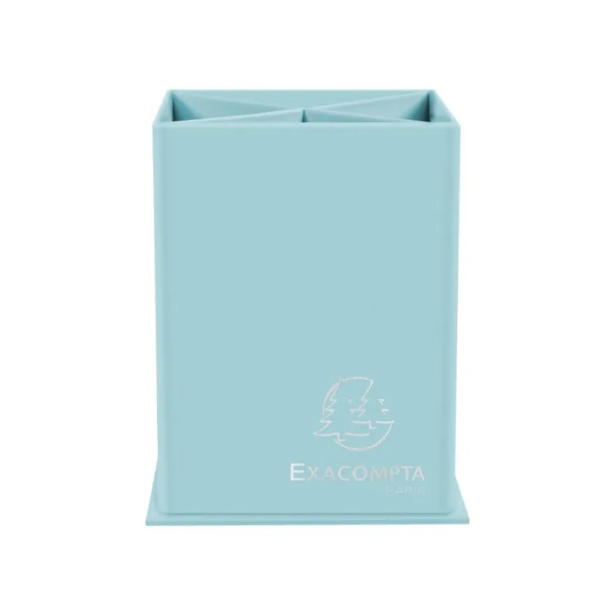 Exacompta Aquarel - Pot à crayons en carton - 4 compartiments - bleu pastel